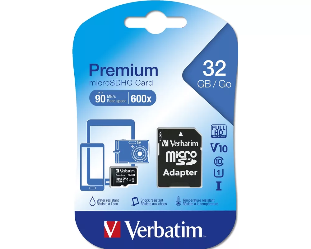 Флаш карта Verbatim Premium micro SDHC 32GB Class 10 (Incl. Adaptor) 3
