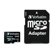  Verbatim Premium micro SDXC 64GB Class 10 (Incl. Adaptor) 647922 44084 на топ цена - PIC.bg