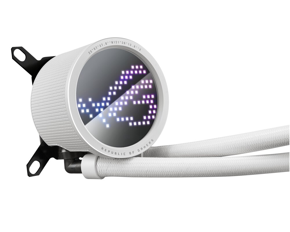 Охладител за процесор ASUS ROG RYUO III 360 ARGB white edition all-in-one CPU liquid cooler with Asetek 8th gen pump solution and Anime Matrix LED Display 14