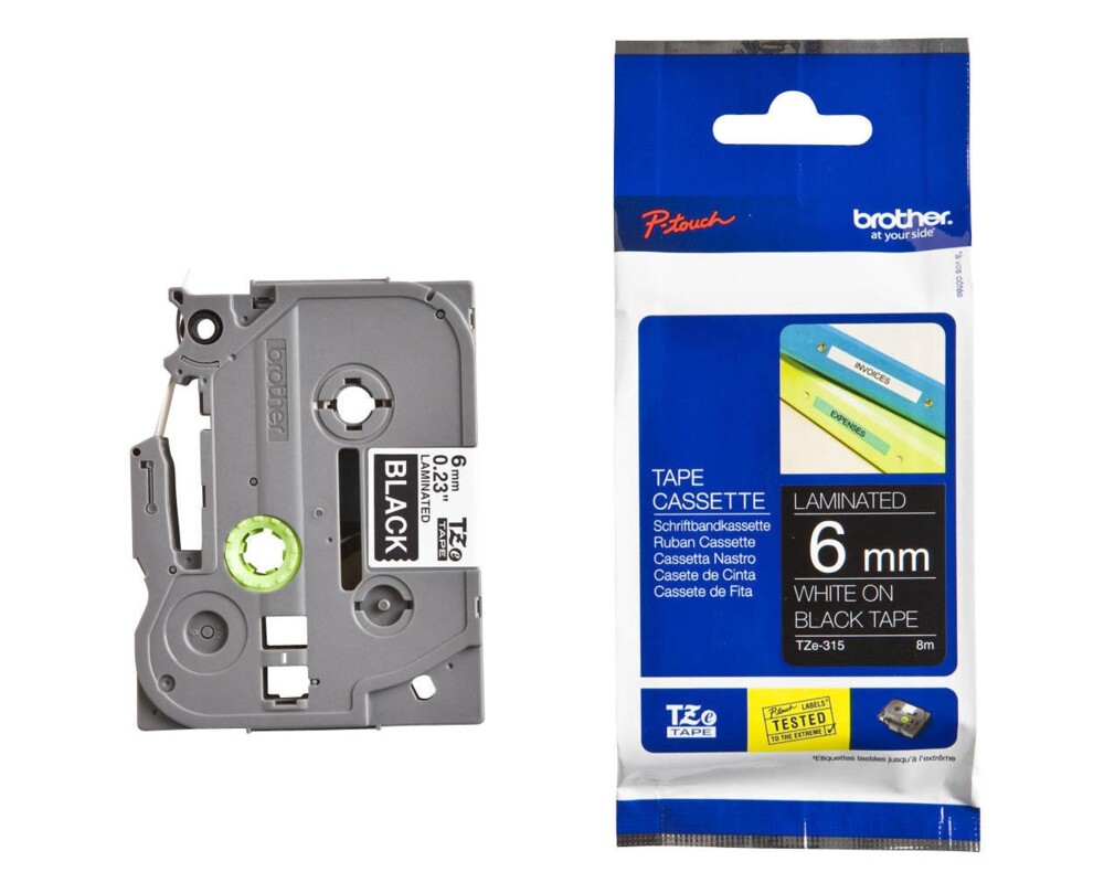 Консуматив BROTHER P-Touch TZE-315 white on black 6mm 5