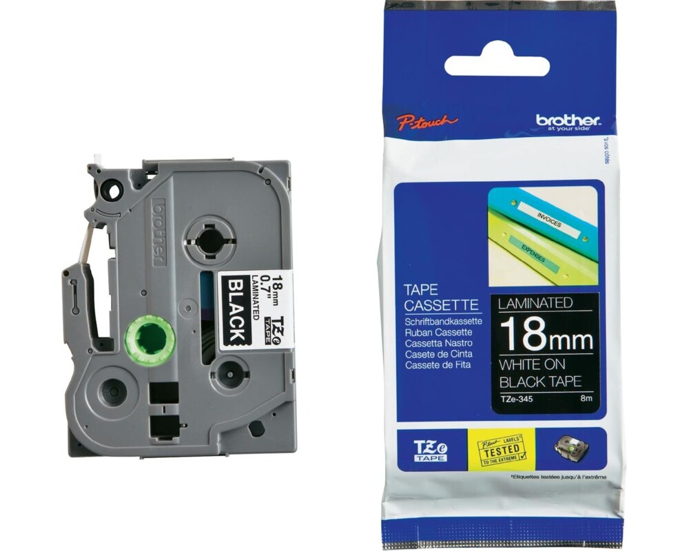 Консуматив BROTHER P-Touch TZE-345 white on black 18mm 4