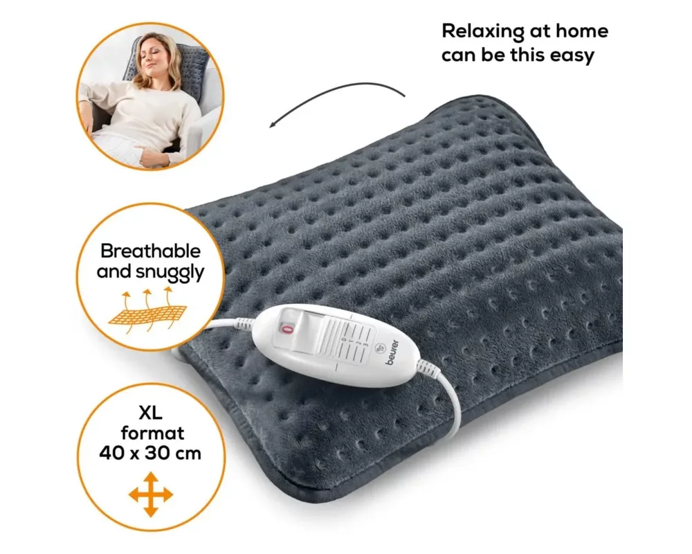 Термоподложка Beurer HK 48 Cosy Heat Pad; 3 temperature settings; auto switch-off after 90 min; washable on 30°; reversable cushion; with inner pad; removable switch; fleece fibre; 40(L)x30(W) cm 6