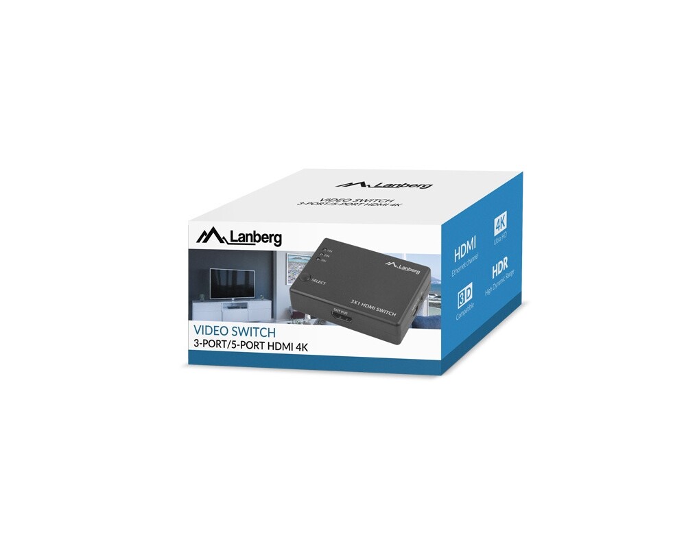 Адаптери Lanberg Video Switch 3x HDMI + Micro USB port + Remote Controller 6