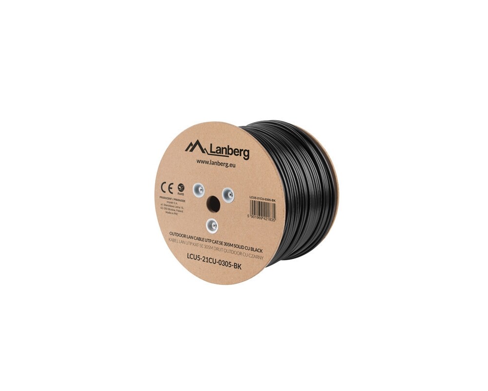 Мрежов кабел Lanberg LAN cable UTP Cat.5e 305m Outdoor Solid CU Fluke Passed 2