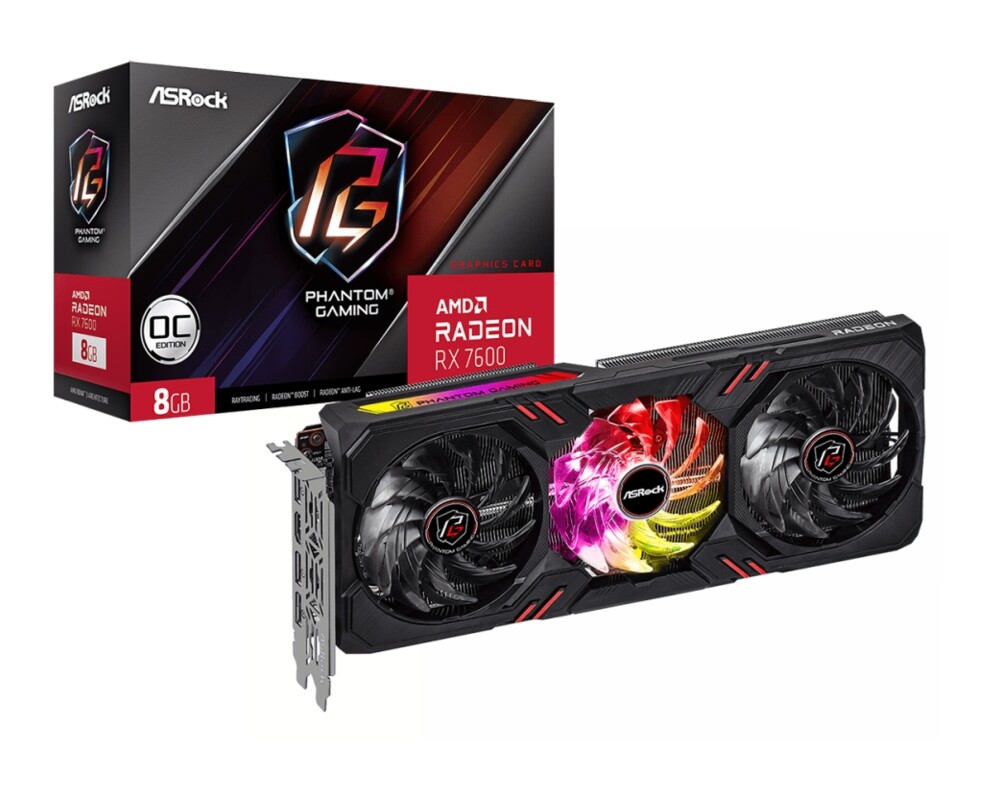 Видеокарта ASRock Radeon RX 7600 Phantom Gaming OC 8GB GDDR6 9