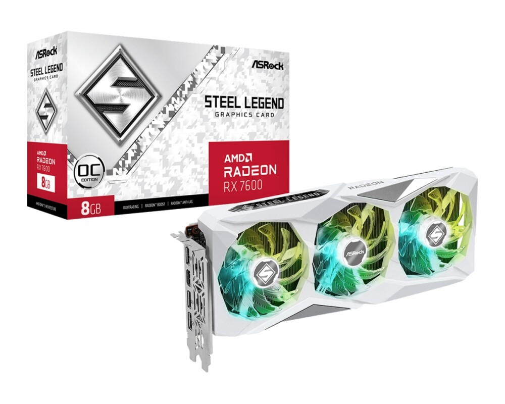 Видеокарта ASRock Radeon RX 7600 Steel Legend OC 8GB GDDR6 7