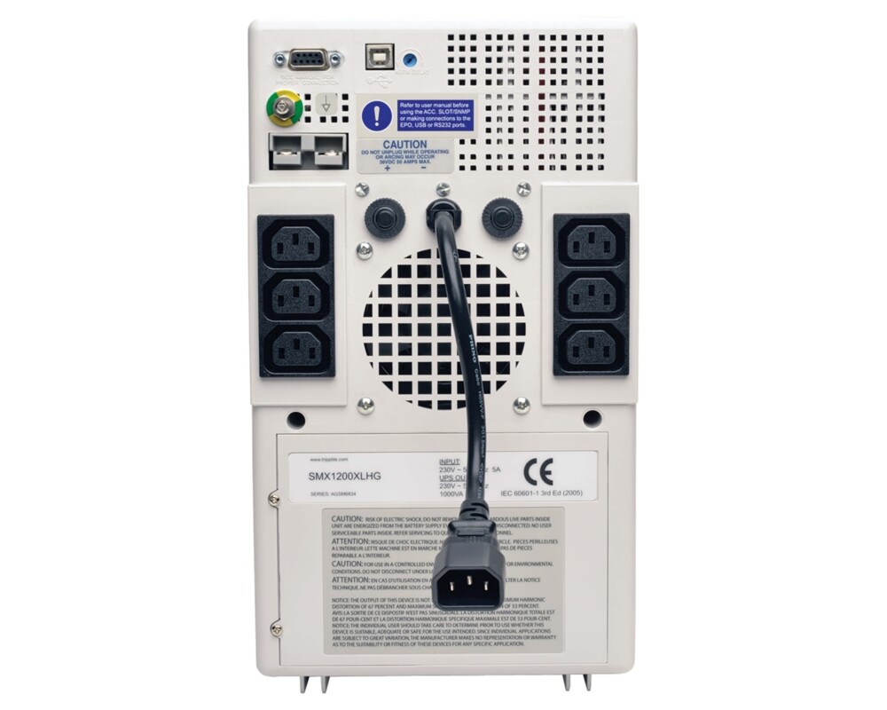 UPS Tripp Lite by Eaton UPS SmartPro 230V 1kVA 750W Medical-Grade Line-Interactive Tower UPS with 6 Outlets 2