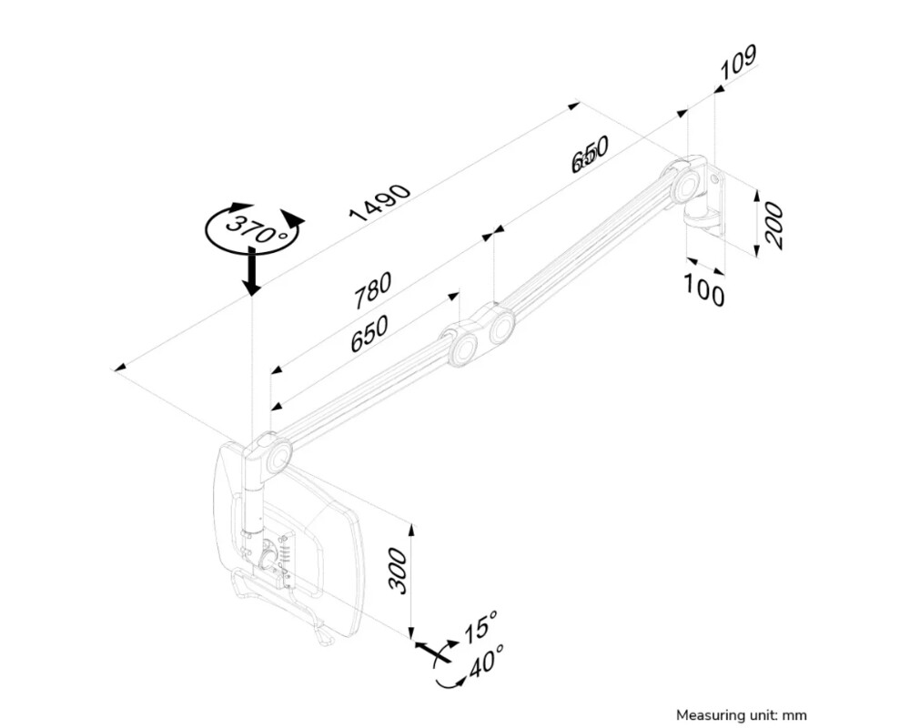 Стойка Neomounts Medical Monitor Wall Mount (Full Motion gas spring) for 10"-27" Screen - White 4