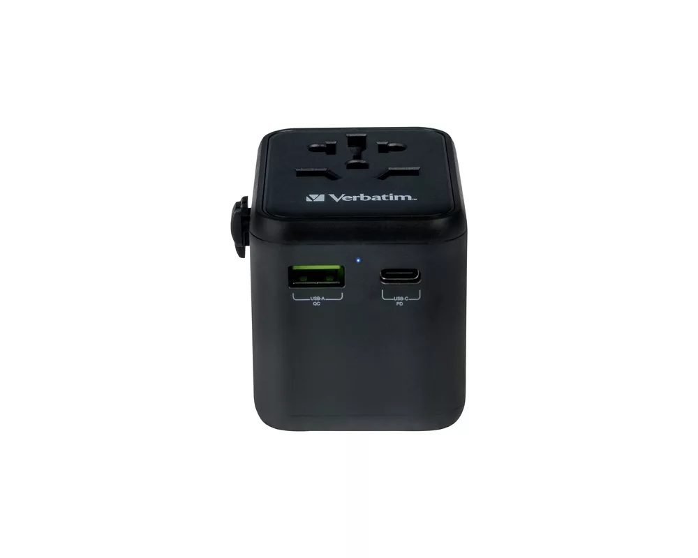 Зарядно Verbatim UTA-02 Universal Travel Adapter with 1 x USB-C PD 20W / 1 x USB-A QC 3.0 2