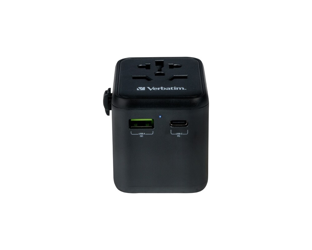 Зарядно Verbatim UTA-02 Universal Travel Adapter with 1 x USB-C PD 20W / 1 x USB-A QC 3.0 2
