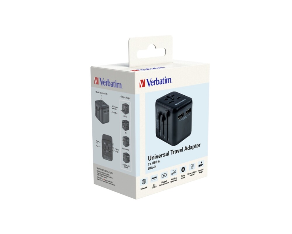 Зарядно Verbatim UTA-01 Universal Travel Adapter with 2 x USB-A ports 9