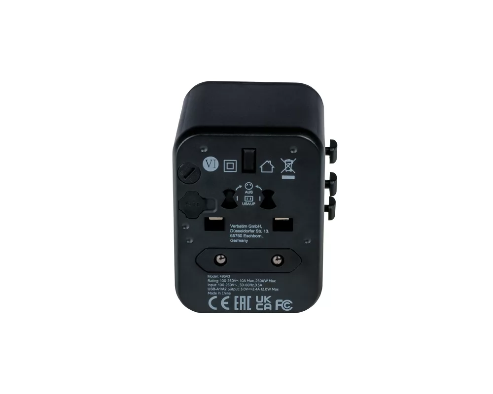 Зарядно Verbatim UTA-01 Universal Travel Adapter with 2 x USB-A ports 8
