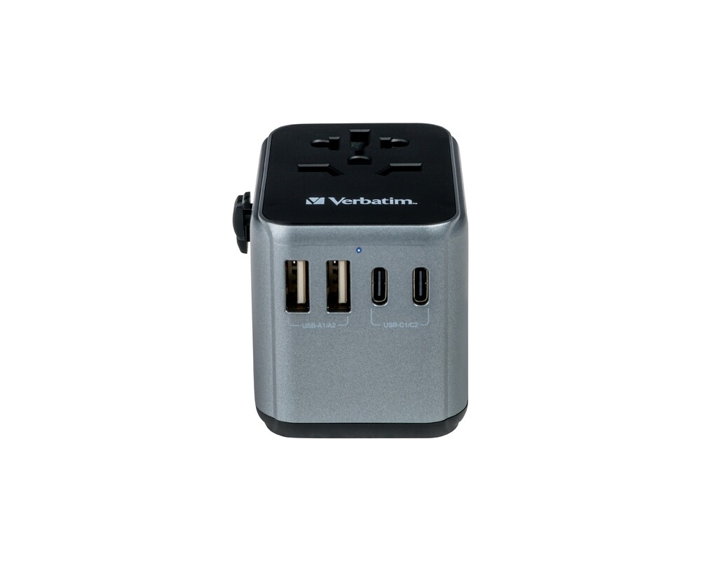 Зарядно Verbatim UTA-03 Universal Travel Adapter with 1 x USB-C PD 30W & QC 3.0 / 2 x USB-C / 2 x USB-A 4
