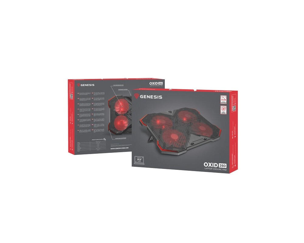 Охлаждаща подложка Genesis Laptop Cooling Pad Oxid 260 15.6-17.3 4 Fans 12