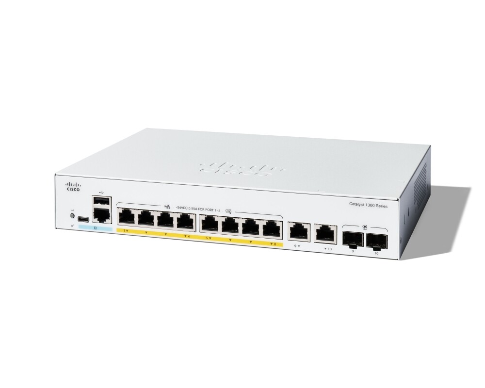 Switch (Комутатор) CISCO Catalyst 1300 8-port GE PoE Ext PS 2x1G Combo 2