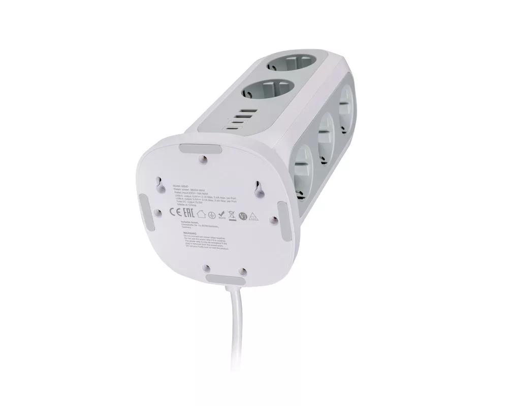 Разклонител Verbatim EUPT-01 EU Power Tower 11 AC with 2 x USB-C / 2 x USB-A 5