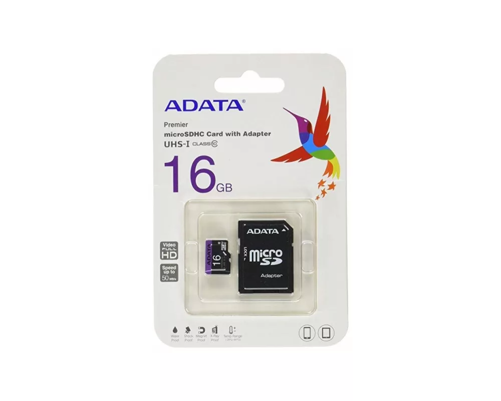 Флаш карта ADATA 16GB MicroSDHC UHS-I CLASS 10 (with adapter) 2