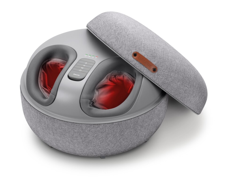 Масажор Beurer FM 120 Shiatsu foot massager + modern stool; Shiatsu and air pressure massage; Heat function; 3 massage programmes; 3 intensity levels of air compression massage; shoe size 46; washable and removable cover; wireless control 3