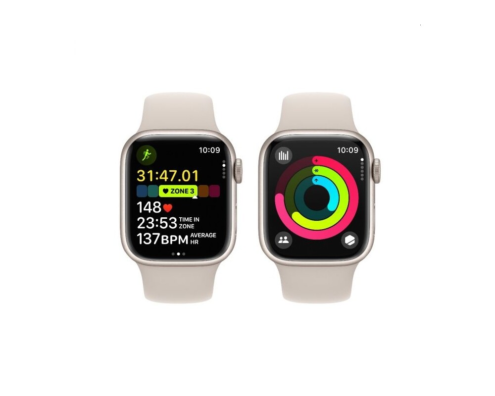 Smart часовник Apple Watch Series 9 GPS 41mm Starlight Aluminium Case with Starlight Sport Band - S/M 4