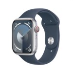 <span>Smart часовник</span> Apple Watch Series 9 GPS + Cellular 45mm Silver Aluminium Case with Storm Blue Sport Band - S/M <span class='catalog-num-in-name'>MRMG3QC/A</span> - 