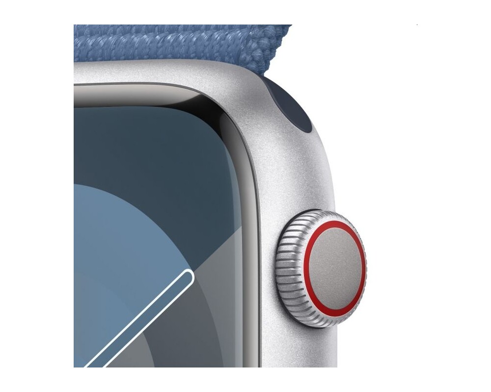Smart часовник Apple Watch Series 9 GPS + Cellular 45mm Silver Aluminium Case with Winter Blue Sport Loop 3