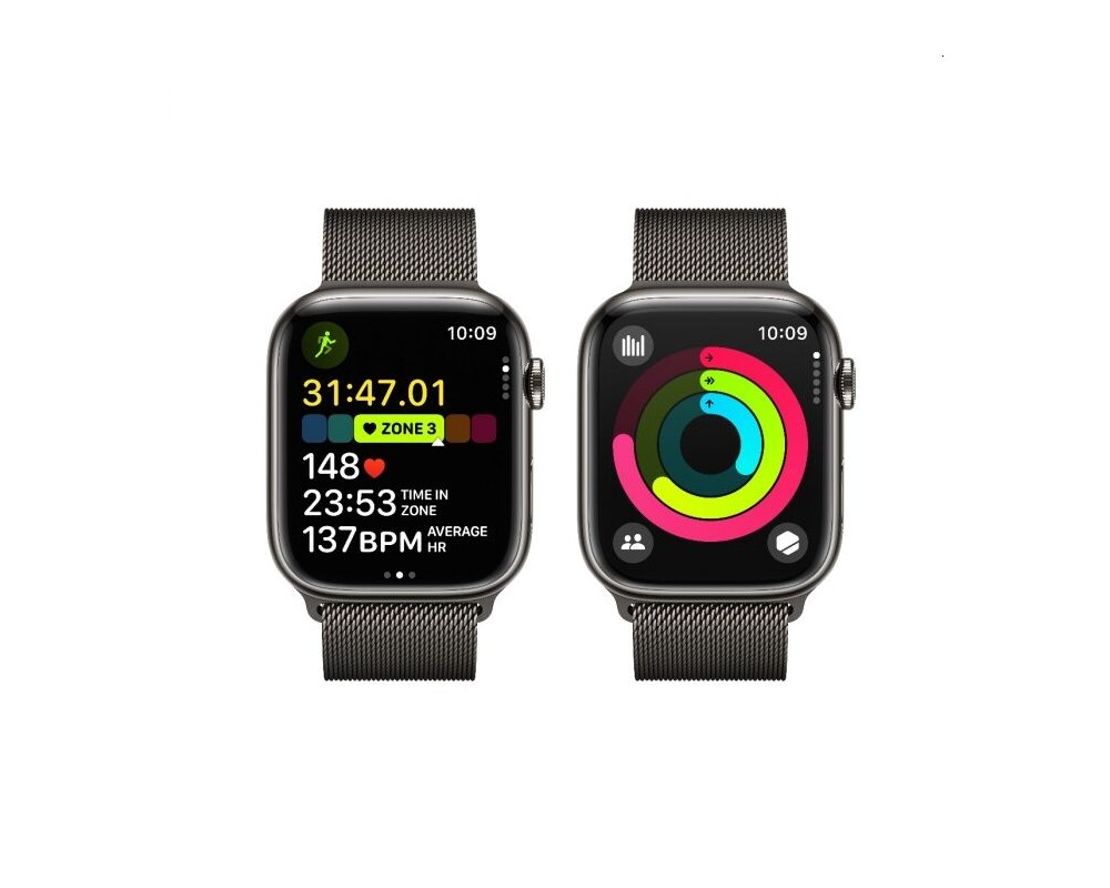 Smart часовник Apple Watch Series 9 GPS + Cellular 45mm Graphite Stainless Steel Case with Graphite Milanese Loop 4