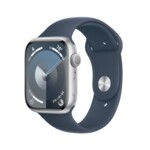 <span>Smart часовник</span> Apple Watch Series 9 GPS + Cellular 45mm Silver Stainless Steel Case with Storm Blue Sport Band - S/M <span class='catalog-num-in-name'>MRMN3QC/A</span> - 