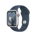 <span>Smart часовник</span> Apple Watch Series 9 GPS + Cellular 41mm Silver Aluminium Case with Storm Blue Sport Band - M/L <span class='catalog-num-in-name'>MRHW3QC/A</span> - 