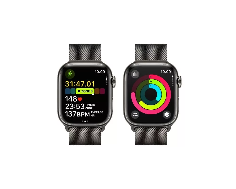Smart часовник Apple Watch Series 9 GPS + Cellular 41mm Graphite Stainless Steel Case with Graphite Milanese Loop 4