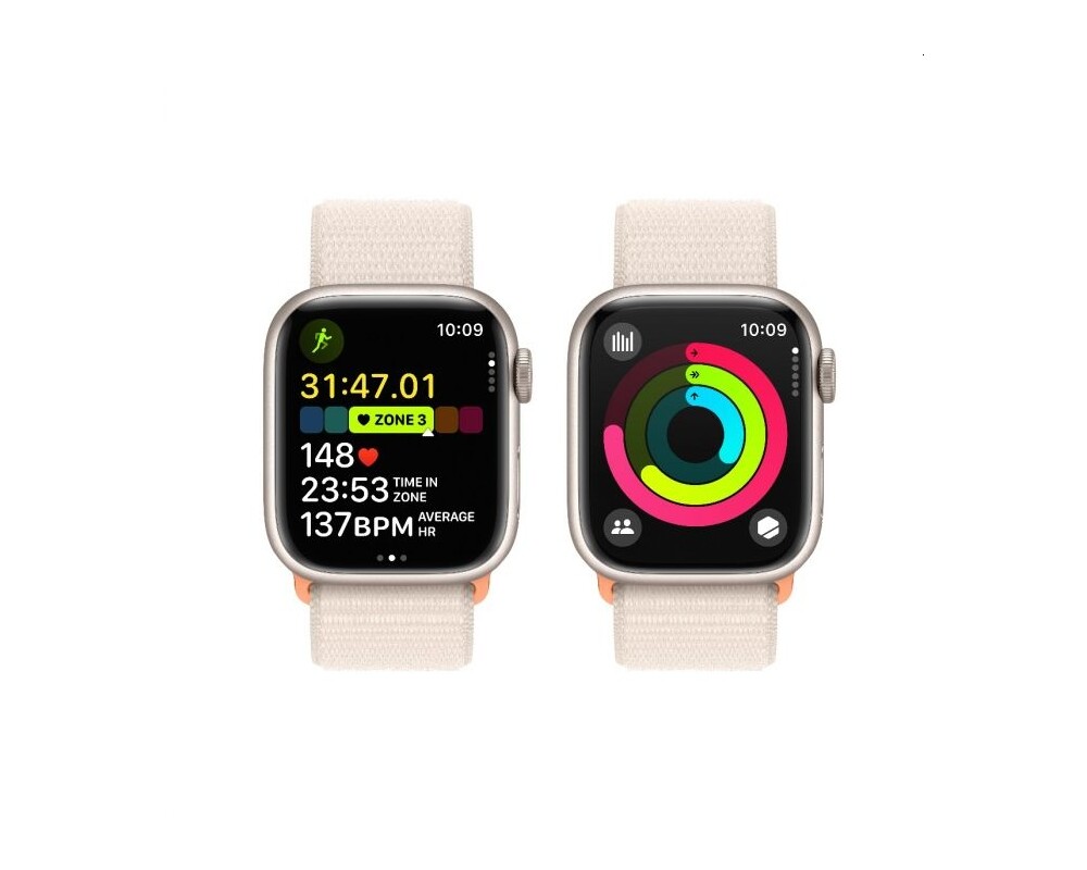 Smart часовник Apple Watch Series 9 GPS 41mm Starlight Aluminium Case with Starlight Sport Loop 4