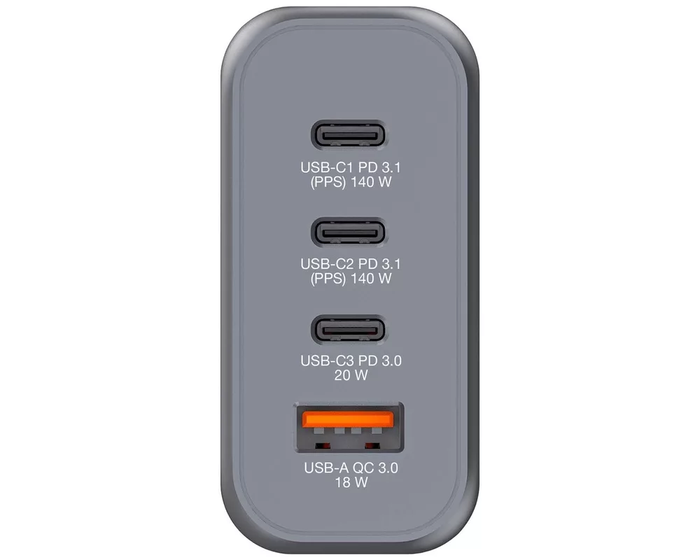 Зарядно Verbatim GNC-140 GaN Charger 4 Port 140W USB A/C (EU/UK/US) 2