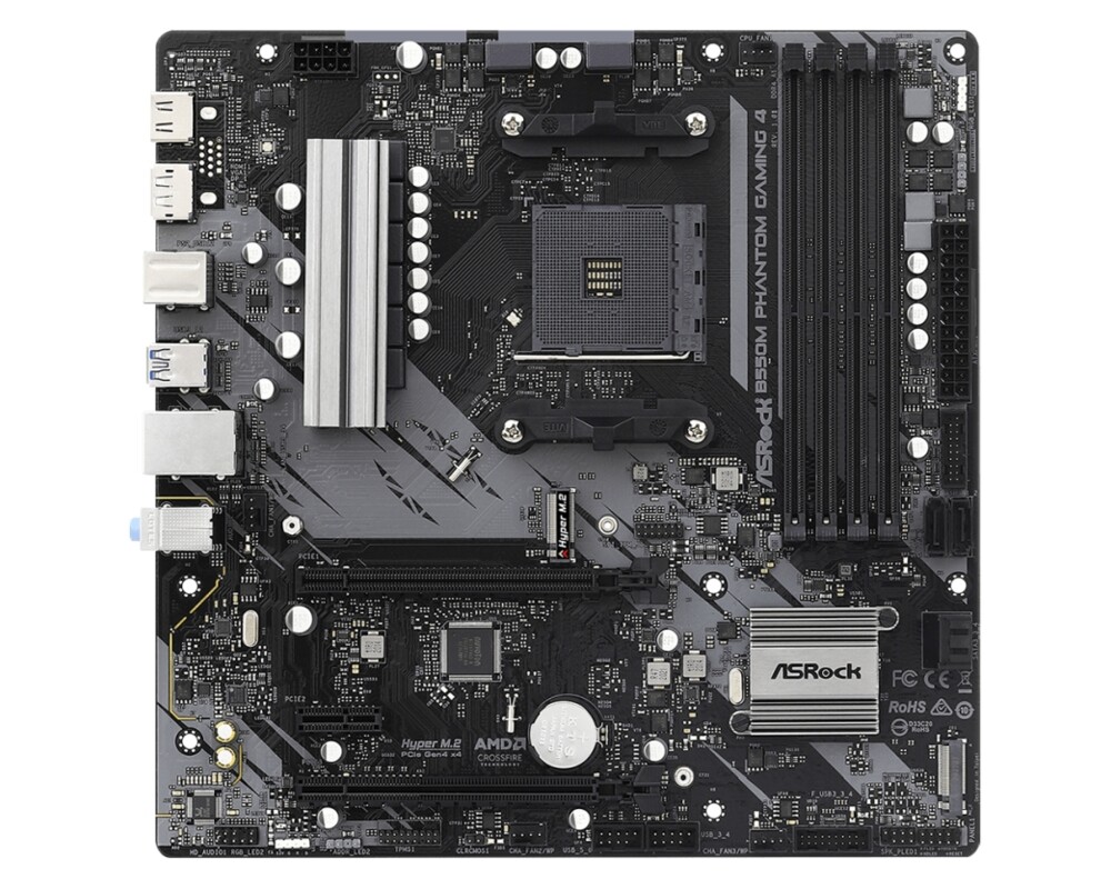 Дънна платка Asrock B550M Phantom Gaming 4 + Lanberg Wireless Network Card USB adapter NC-1200-WIE AC1200 Dual Band 2