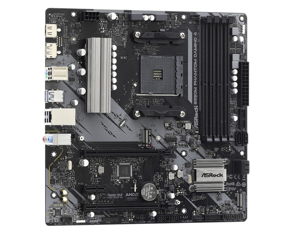 Дънна платка Asrock B550M Phantom Gaming 4 + Lanberg Wireless Network Card USB adapter NC-1200-WIE AC1200 Dual Band 4
