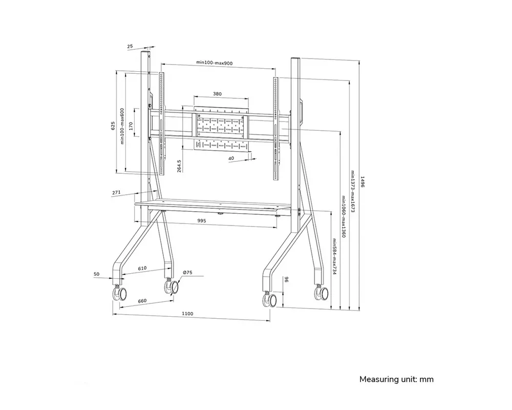 Стойка Neomounts Move Go Mobile Floor Stand (fast install 16