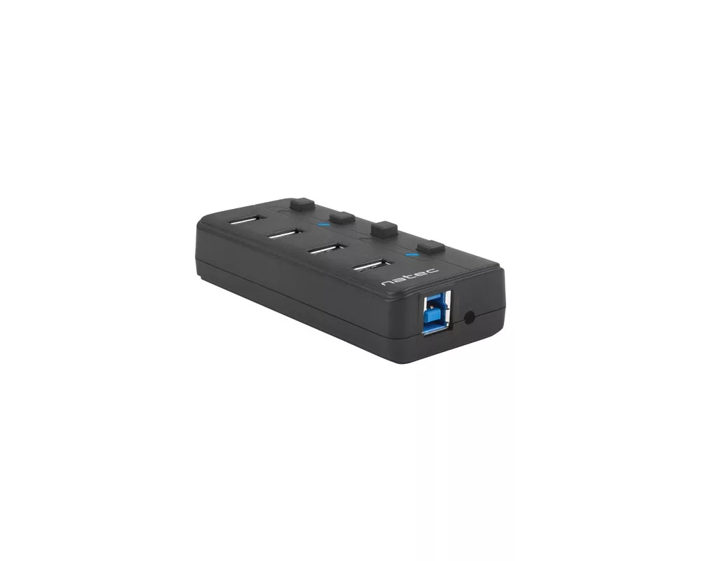 USB хъб Natec USB 3.0 Hub Mantis 2 4-Port On/Off With AC Adapter 5