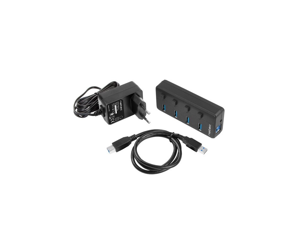 USB хъб Natec USB 3.0 Hub Mantis 2 4-Port On/Off With AC Adapter 7