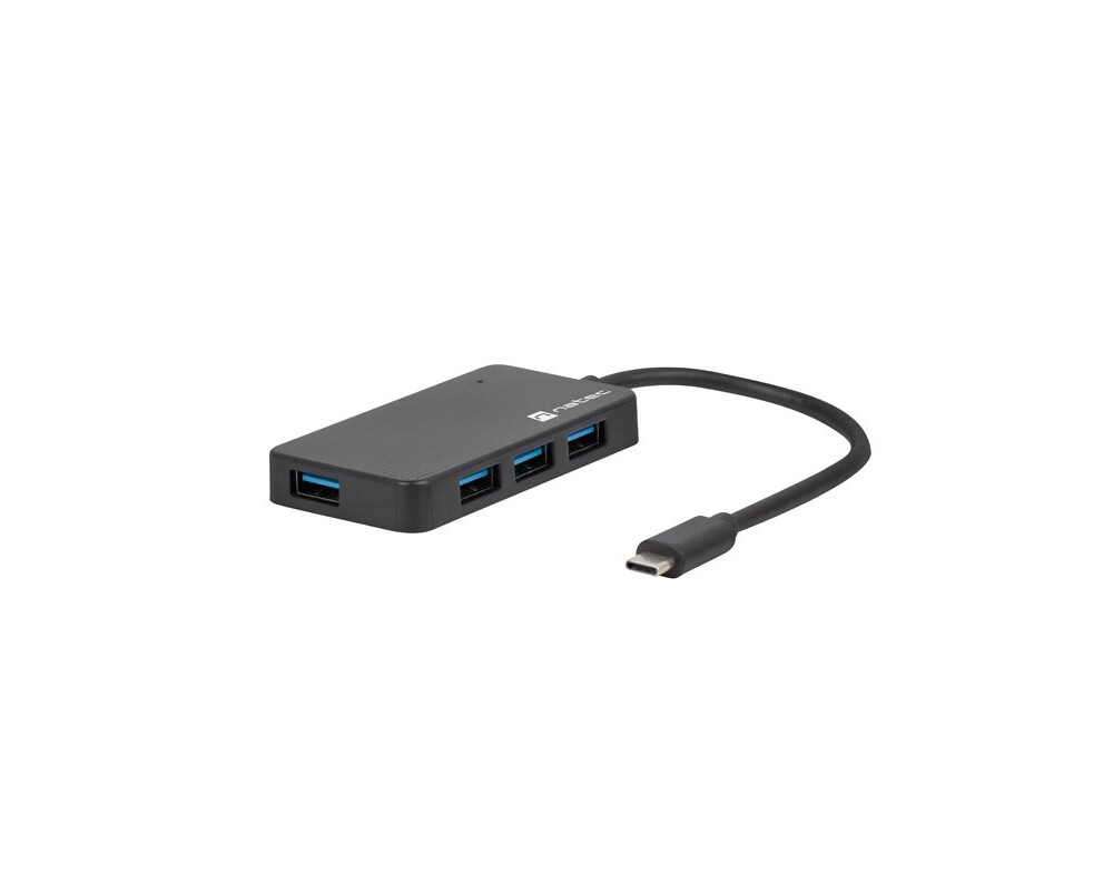 USB хъб Natec usb 3.0 hub silkworm 4-ports black usb-c 5