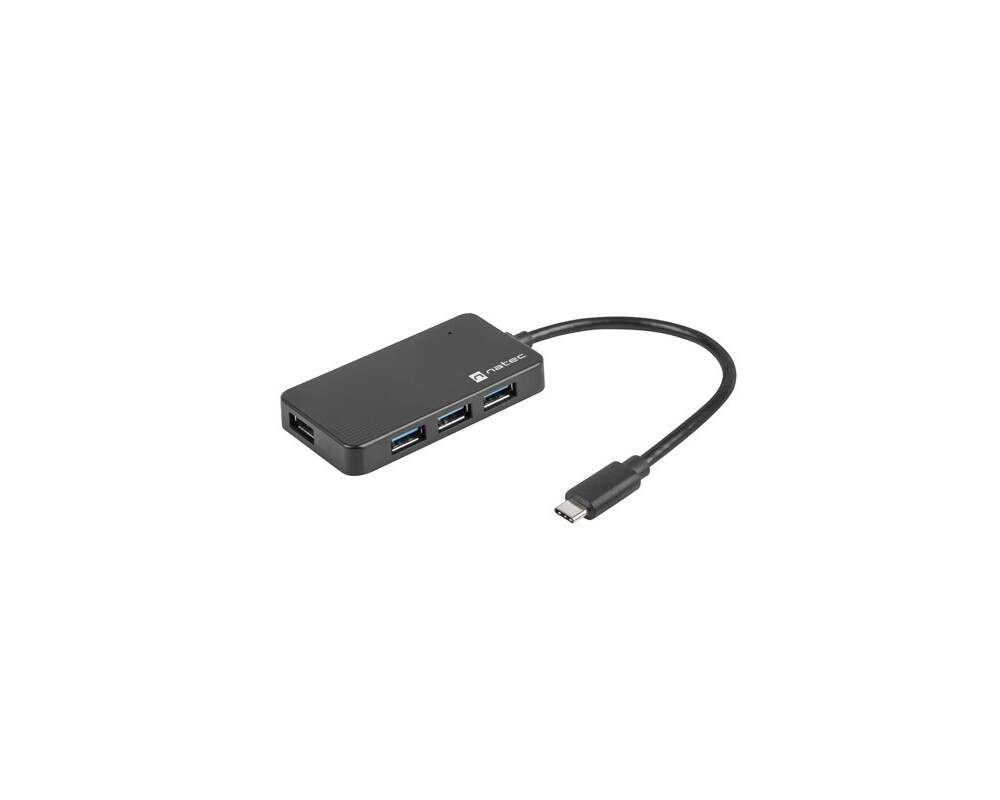 USB хъб Natec usb 3.0 hub silkworm 4-ports black usb-c 2