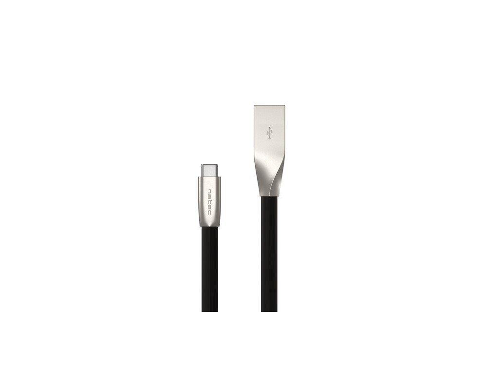 Кабел Natec USB-C(M) -> USB-A (M) 2.0 cable 1m. Black metal 2