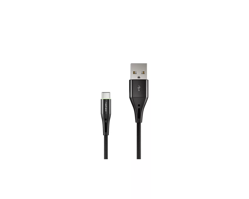 Кабел Natec USB-C(M) -> USB-A (M) 2.0 cable 1m. Black LED nylon 2