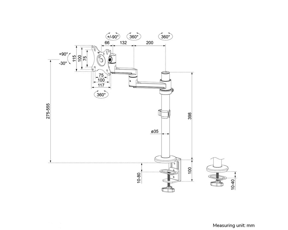 Стойка Neomounts Next Lite Flat Screen Desk Mount (clamp+grommet) 18