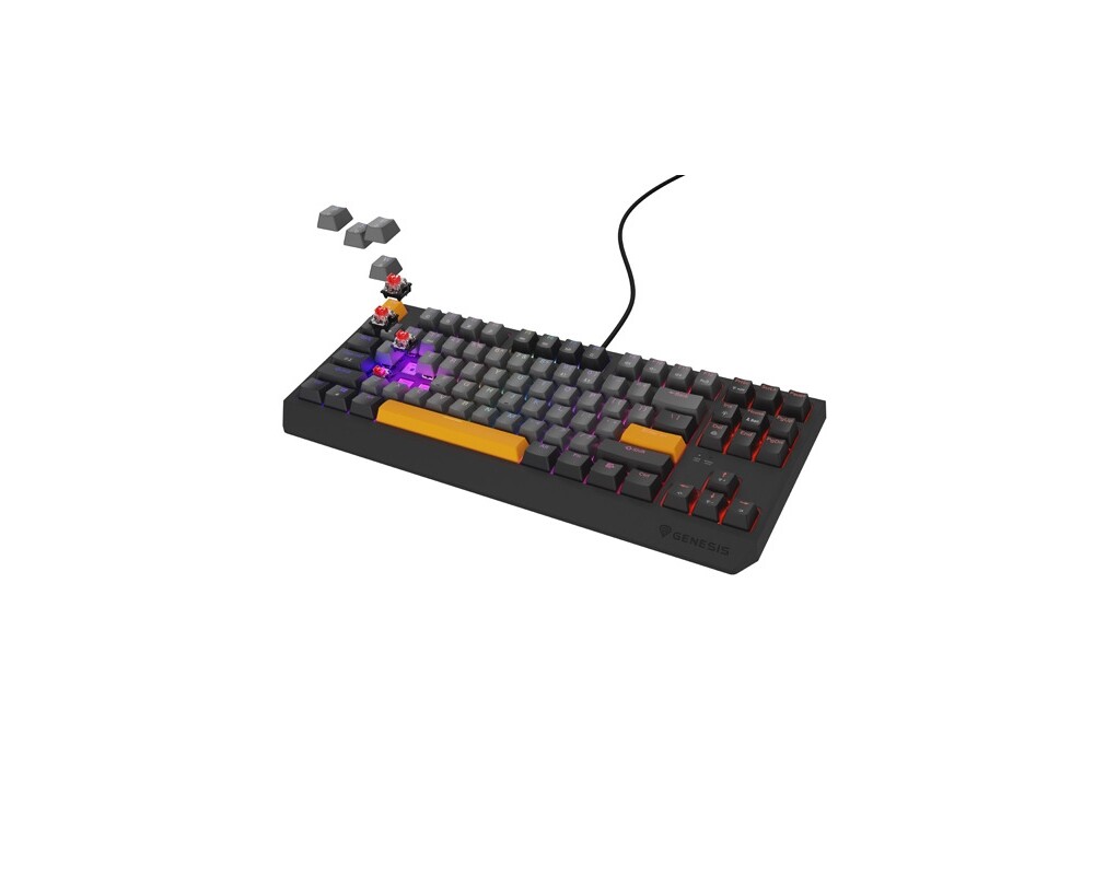 Клавиатура Genesis Gaming Keyboard Thor 230 TKL Anchor Gray Negative US RGB Mechanical Outemu Red 5