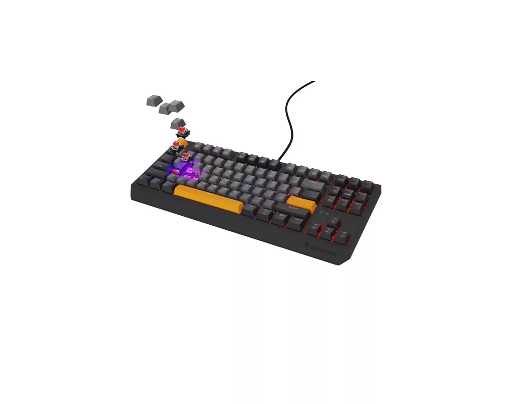 Клавиатура Genesis Gaming Keyboard Thor 230 TKL Anchor Gray Negative US RGB Mechanical Outemu Red 5