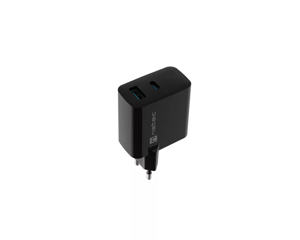 Зарядно Natec USB Charger  Ribera Gan 1X USB-A + 1X USB-C 65W 2