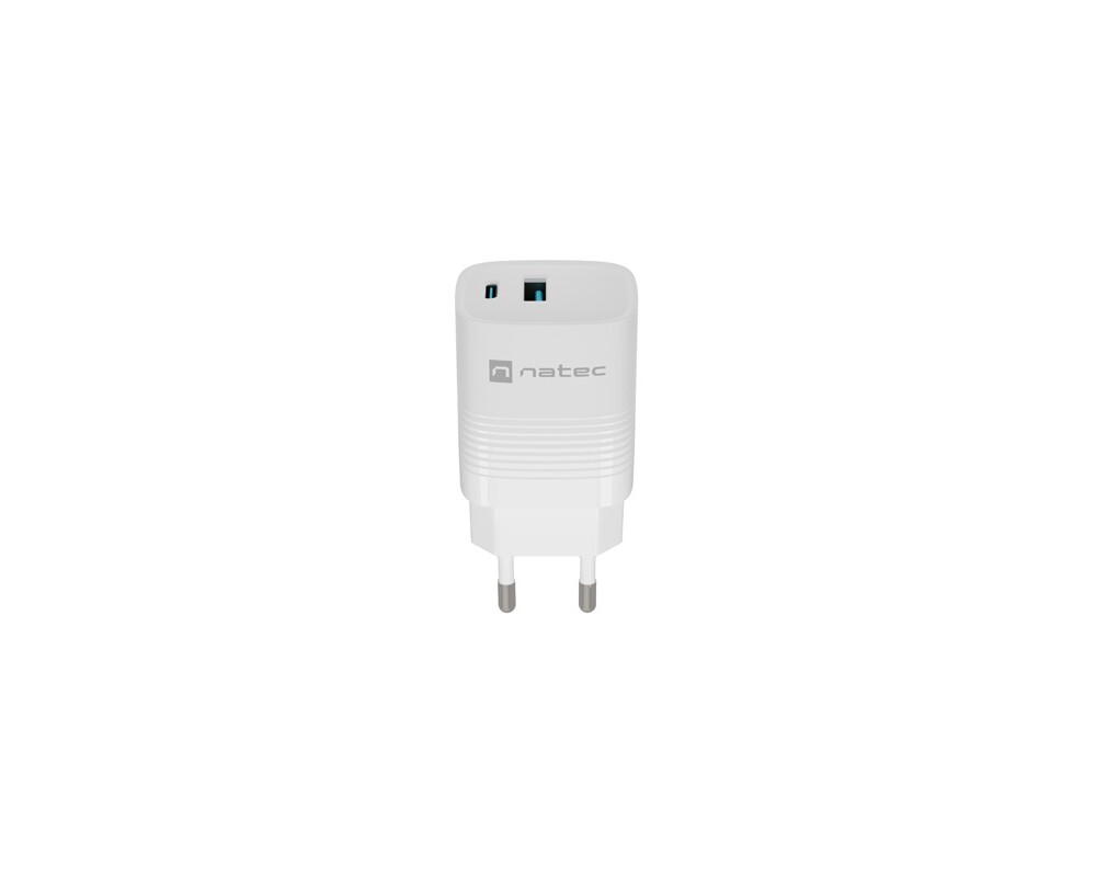 Зарядно Natec USB Charger  Ribera Gan 1X USB-A + 1X USB-C 30W 2