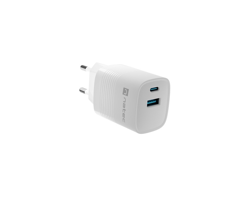 Зарядно Natec USB Charger  Ribera Gan 1X USB-A + 1X USB-C 30W 3