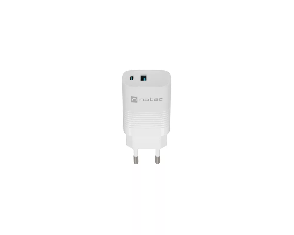 Зарядно Natec USB Charger  Ribera Gan 1X USB-A + 1X USB-C 30W 2