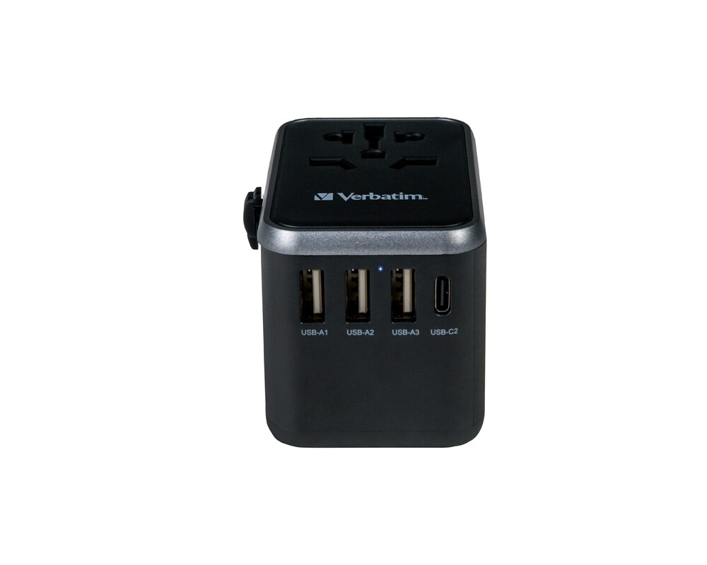 Зарядно Verbatim UTA-04 Universal Travel Adapter with 1 x USB-C PD 61W & QC 3.0 / 1 x USB-C / 3 x USB-A 9