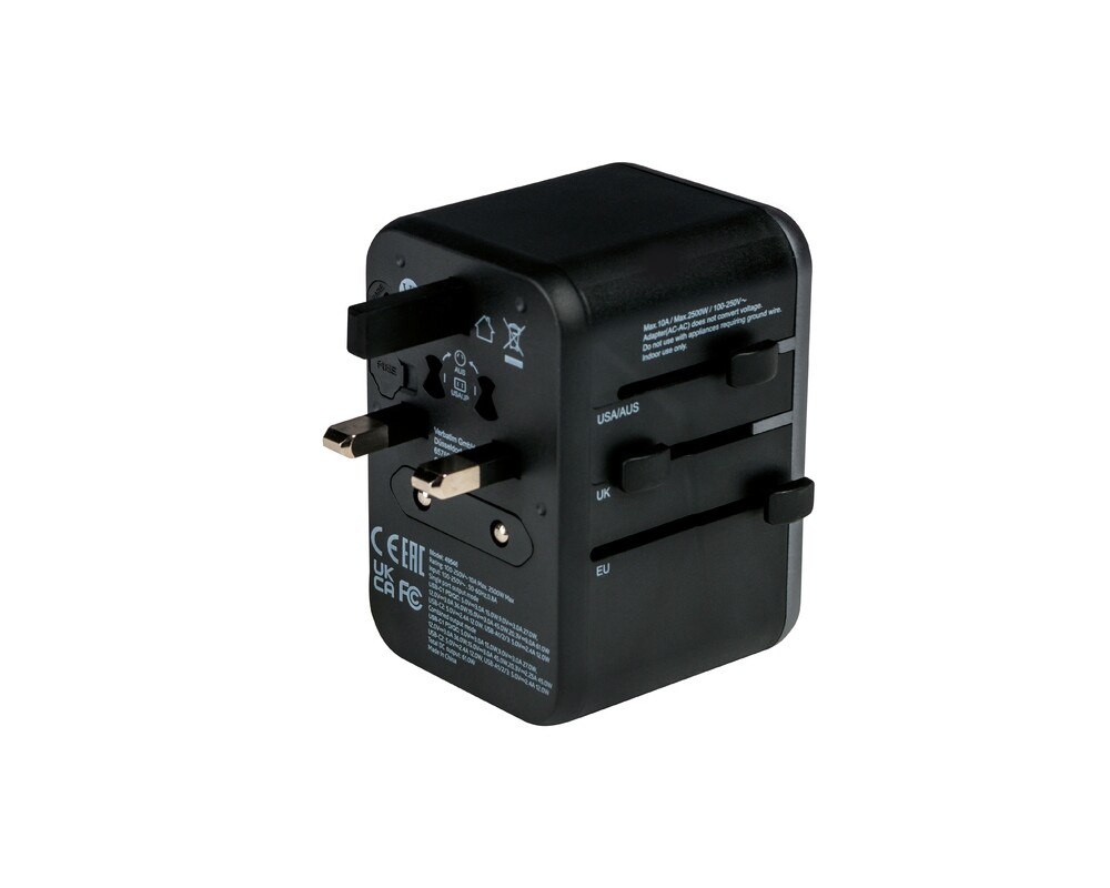 Зарядно Verbatim UTA-04 Universal Travel Adapter with 1 x USB-C PD 61W & QC 3.0 / 1 x USB-C / 3 x USB-A 4