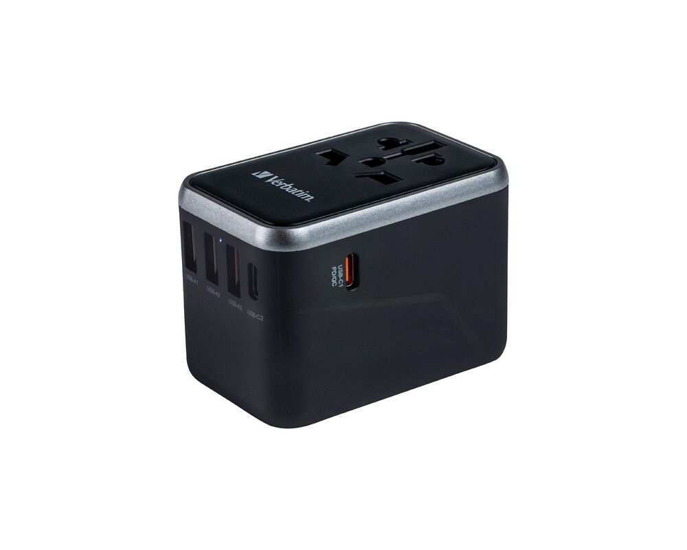 Зарядно Verbatim UTA-04 Universal Travel Adapter with 1 x USB-C PD 61W & QC 3.0 / 1 x USB-C / 3 x USB-A 7